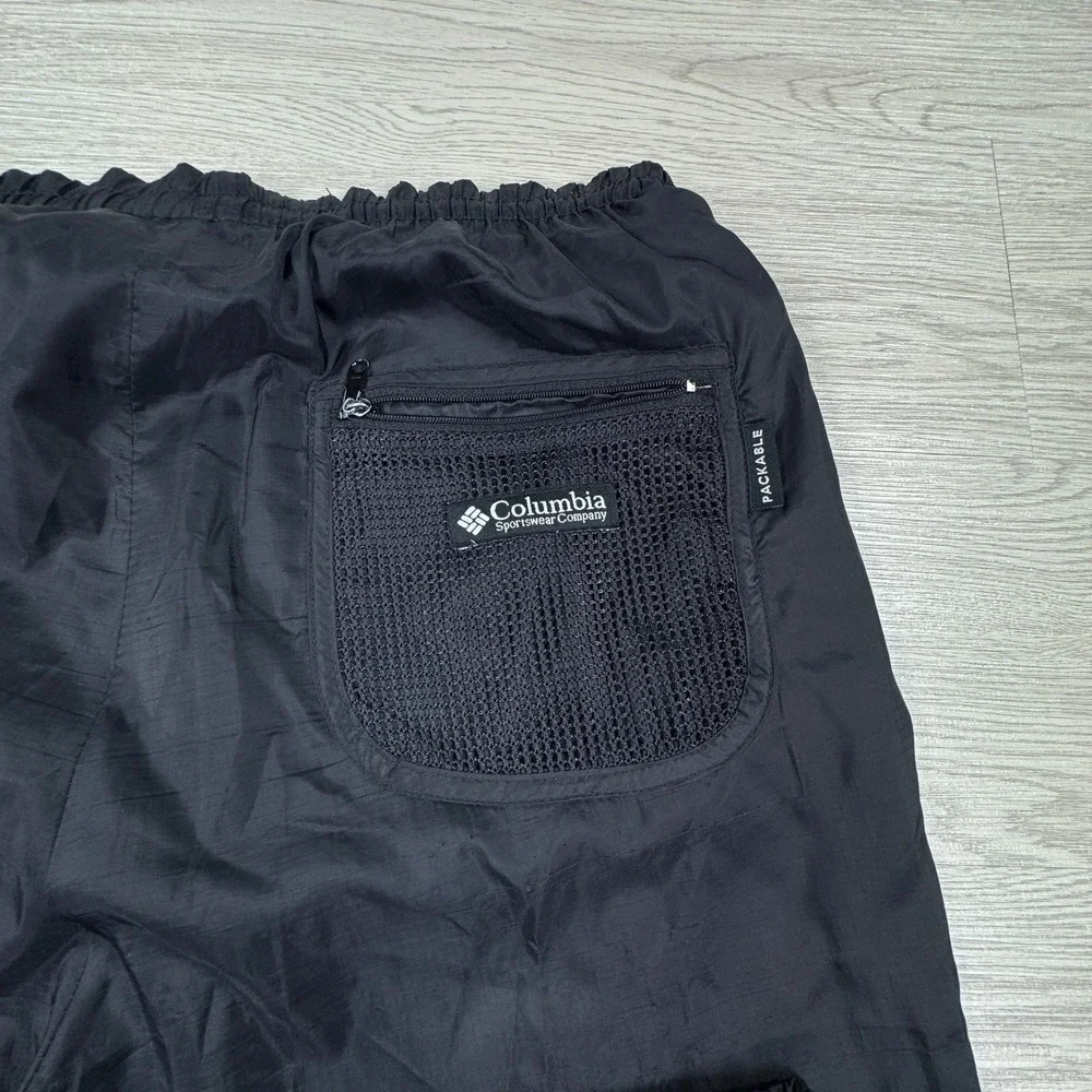 Columbia Mens‎ Nylon Packable Windbreaker Pants Black XL Elastic Waist Zip Cuffs